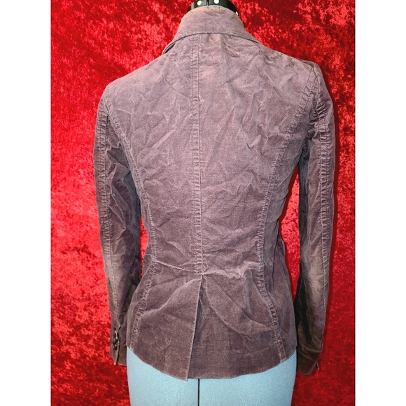 New York & Company Stretch Purple button up blazer with Pockets - Picture 4 of 5